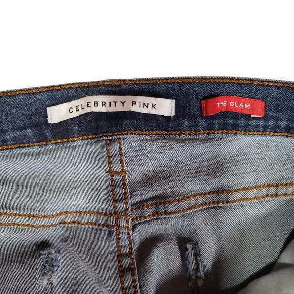 Celebrity Pink Distressed Skinny Jeans Size 11/30 – Grunge Boho Streetwear Denim - Picture 3 of 11